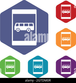 Bus Stop Zeichen Icons set Stock Vektor