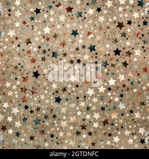 Nahtloses Muster aus Sternmotiv in aufwändigen Farben und Textur Stockfoto
