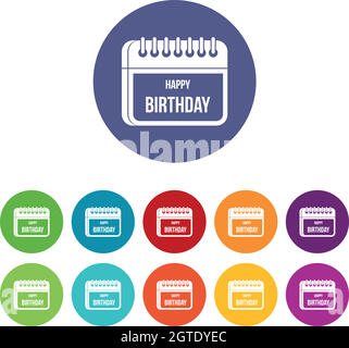 Kalender Happy Birthday Set Symbole Stock Vektor