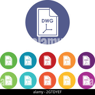 Symbole für Datei-DWG-Satz Stock Vektor