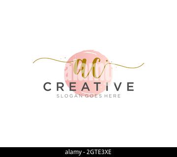 AC feminine Logo Schönheit Monogramm und elegantes Logo-Design, Handschrift Logo der ursprünglichen Signatur, Hochzeit, Mode, Blumen und botanischen mit kreativen Stock Vektor