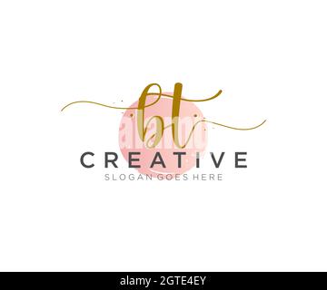 BT feminine Logo Schönheit Monogramm und elegantes Logo-Design, Handschrift Logo der ursprünglichen Signatur, Hochzeit, Mode, Blumen und botanischen mit kreativen Stock Vektor