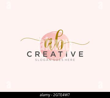 Ab feminine Logo Schönheit Monogramm und elegantes Logo-Design, Handschrift Logo der ursprünglichen Signatur, Hochzeit, Mode, Blumen und botanischen mit kreativen Stock Vektor