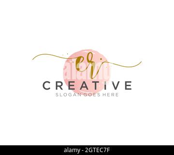 ER feminine Logo Schönheit Monogramm und eleganten Logo-Design, Handschrift Logo der ursprünglichen Signatur, Hochzeit, Mode, floral und botanisch mit kreativen Stock Vektor