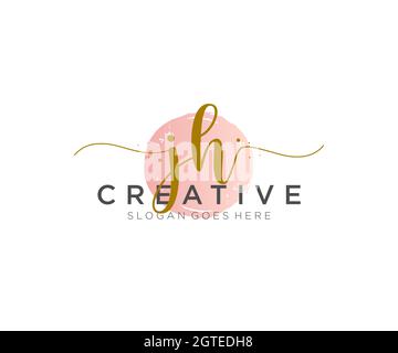 JH feminine Logo Schönheit Monogramm und elegantes Logo-Design, Handschrift Logo der ursprünglichen Signatur, Hochzeit, Mode, floral und botanisch mit kreativen Stock Vektor