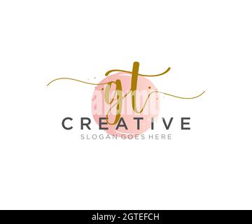 GT feminine Logo Schönheit Monogramm und elegantes Logo-Design, Handschrift Logo der ursprünglichen Signatur, Hochzeit, Mode, Blumen und botanischen mit kreativen Stock Vektor