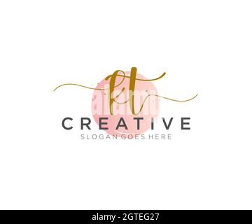 KT feminine Logo Schönheit Monogramm und elegantes Logo-Design, Handschrift Logo der ursprünglichen Signatur, Hochzeit, Mode, Blumen und botanischen mit kreativen Stock Vektor