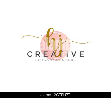 HJ feminine Logo Schönheit Monogramm und elegantes Logo-Design, Handschrift Logo der ursprünglichen Signatur, Hochzeit, Mode, Blumen und botanischen mit kreativen Stock Vektor