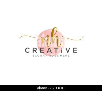NH feminine Logo Schönheit Monogramm und elegantes Logo-Design, Handschrift Logo der ursprünglichen Signatur, Hochzeit, Mode, Blumen und botanischen mit kreativen Stock Vektor