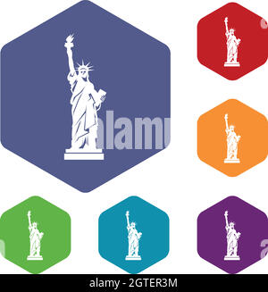 Freiheitsstatue Liberty Icons set Stock Vektor