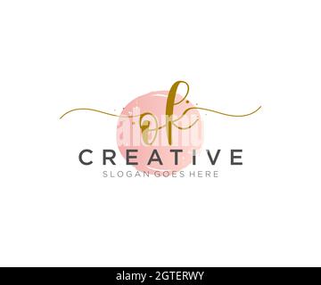 OK feminine Logo Schönheit Monogramm und eleganten Logo-Design, Handschrift Logo der ursprünglichen Signatur, Hochzeit, Mode, floral und botanisch mit kreativen Stock Vektor