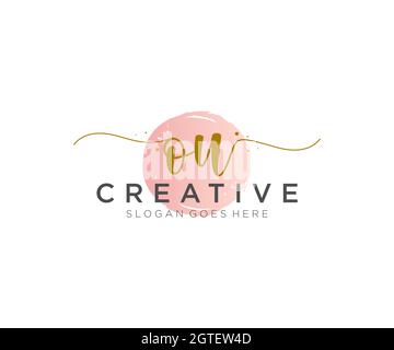 OU feminine Logo Schönheit Monogramm und elegantes Logo-Design, Handschrift Logo der ursprünglichen Signatur, Hochzeit, Mode, Blumen und botanischen mit kreativen Stock Vektor