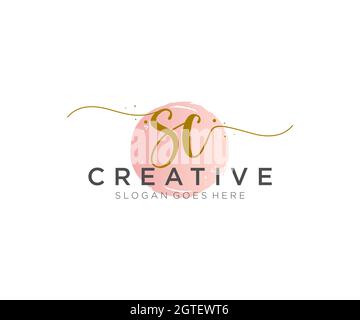 SC feminine Logo Schönheit Monogramm und elegantes Logo-Design, Handschrift Logo der ursprünglichen Signatur, Hochzeit, Mode, Blumen und botanischen mit kreativen Stock Vektor