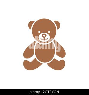 Teddybär Spielzeug Ikone Vektor in flachem Stil isoliert auf weißem Hintergrund. Stock Vektor