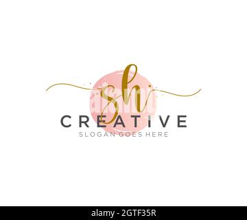 SH feminine Logo Schönheit Monogramm und elegantes Logo-Design, Handschrift Logo der ursprünglichen Signatur, Hochzeit, Mode, Blumen und botanischen mit kreativen Stock Vektor