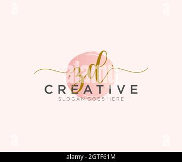 ZD feminine Logo Schönheit Monogramm und elegantes Logo-Design, Handschrift Logo der ersten Unterschrift, Hochzeit, Mode, floral und botanisch mit kreativen Stock Vektor