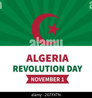 Typografie-Poster zum Tag der algerischen Revolution. Nationalfeiertag am 1. November. Einfache Bearbeitung von Vektorvorlagen für Banner, Flyer, Aufkleber, Grußkarten Stock Vektor