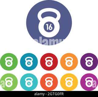 Kettlebell-Set-Symbole Stock Vektor