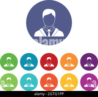 Mann in Business Anzug Set Symbole Stock Vektor