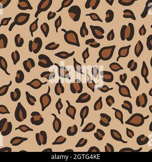 Nahtloses Leopard- oder jaguar-Muster aus Herbstblättern. Trendiger Tierdruck in Herbstfarben. Vektor-Hintergrund für Stoff, Textil, Tapete, Wrap Stock Vektor