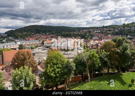 19. September 2021, Sighisoara, Rumänien: Bilder mit der einzigen bewohnten mittelalterlichen Zitadelle Europas, Sighisoara, die zum UNESCO-Weltkulturerbe gehört Stockfoto