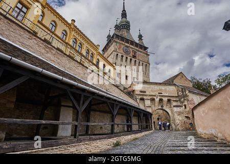 19. September 2021, Sighisoara, Rumänien: Bilder mit der einzigen bewohnten mittelalterlichen Zitadelle Europas, Sighisoara, die zum UNESCO-Weltkulturerbe gehört Stockfoto