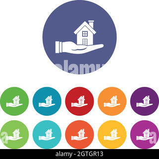 Haus in der Hand Set-Symbole Stock Vektor