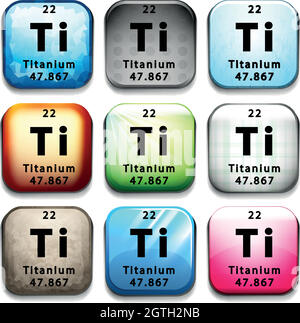 Eine Schaltfläche mit dem Element Titan Stock Vektor