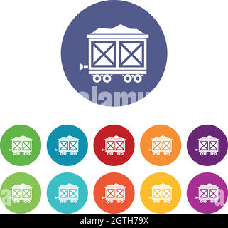 Wagen auf Rädern mit goldenen Symbolen Stock Vektor