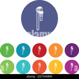 Symbole für Pfeifen- oder Affenschlüssel-Sets Stock Vektor