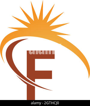 Buchstabe F mit Sun ray Icon Logo Design Vorlage Illustration Stock Vektor
