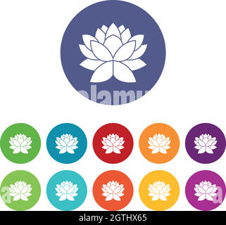 Lotus Blume Set Symbole Stock Vektor