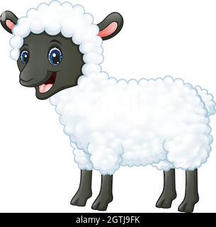 Cartoon-Illustration von glücklichen Schafen lächeln Stock Vektor