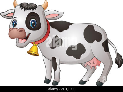 Niedliche Kuh Cartoon auf weißem Hintergrund isoliert Stock Vektor