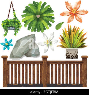 Satz von isolierten Objekten Thema Gartenarbeit Stock Vektor