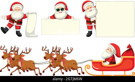 Set aus santas und Rentieren Stock Vektor