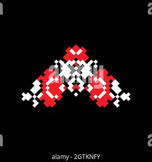 Vektor-Illustration des ukrainischen Volkssymbols. Ukrainisches nationales Ornament. Traditionelle weiße und rote ukrainische Stickerei auf schwarzem Hintergrund Stock Vektor