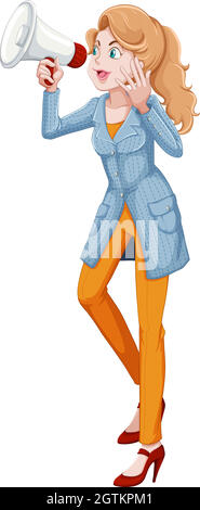 Eine Frau mit einem Megaphon Stock Vektor