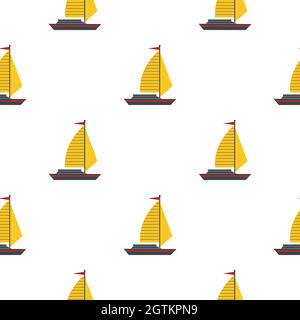 Boot mit gelbem Segelmuster nahtlos Stock Vektor