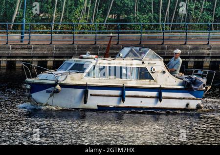 Stockton-on-Tees, eine große Marktstadt im Bezirk Stockton-on-Tees, Grafschaft Durham, England, liegt am Nordufer des River Tees. Stockfoto