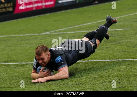 Newcastle, Großbritannien. Oktober 2021. NEWCASTLE UPON TYNE, 2. Oktober während des Spiels der Gallagher Premiership zwischen Newcastle Falcons und London Wesps im Kingston Park, Newcastle am Samstag, den 2. Oktober 2021. (Kredit: Chris Lishman | MI News) Kredit: MI Nachrichten & Sport /Alamy Live News Stockfoto