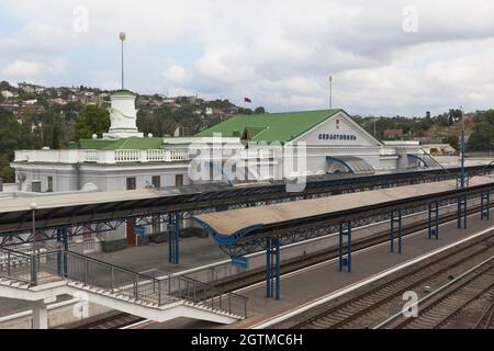 Sewastopol, Krim, Russland - 28. Juli 2020: Bahnhof Sewastopol, Krim Stockfoto