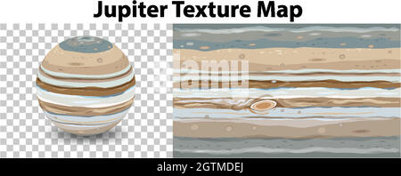 Jupiter-Planet auf transparent mit Jupiter-Texturkarte Stock Vektor