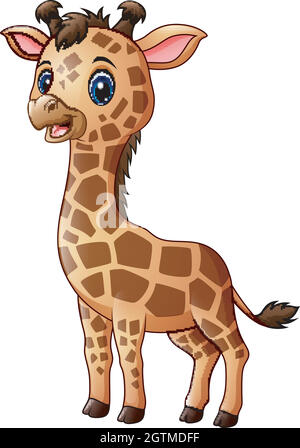 Süße giraffe Cartoons auf weißem Hintergrund Stock Vektor