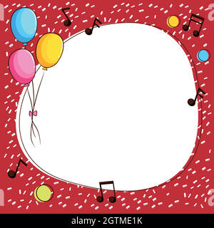 Rahmenvorlage mit Ballons und Musiknoten Stock Vektor