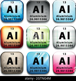 Ein Symbol mit der Chemikalie Aluminium Stock Vektor