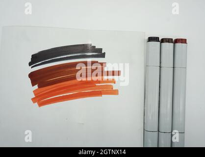 Moderne Kunst Zeichnung abstrakte kopische Farbe Dreieck Kurve Quadrat aus thailand , Kunst , kopische Marker , Marker Kunst , Zeichnung Strich Stockfoto