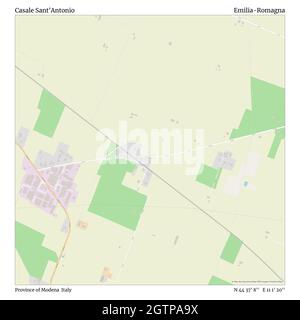 Casale Sant'Antonio, Provinz Modena, Italien, Emilia-Romagna, N 44 37' 8'', E 11 1' 20'', map, Timeless Map veröffentlicht im Jahr 2021. Reisende, Entdecker und Abenteurer wie Florence Nightingale, David Livingstone, Ernest Shackleton, Lewis and Clark und Sherlock Holmes haben sich bei der Planung von Reisen zu den entlegensten Ecken der Welt auf Karten verlassen.Timeless Maps kartiert die meisten Orte auf der Welt und zeigt die Verwirklichung großer Träume Stockfoto