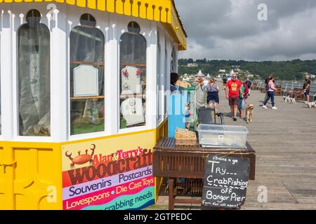 Souvenirkiosks am Bognor Garth Pier, Garth Road, Bangor, Gwynedd, Wales, Vereinigtes Königreich Stockfoto