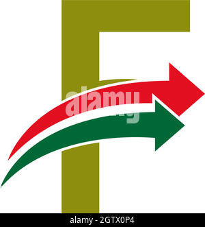 Doppelpfeil vor Buchstabe F Symbol Logo Design Vorlage Illustration Stock Vektor